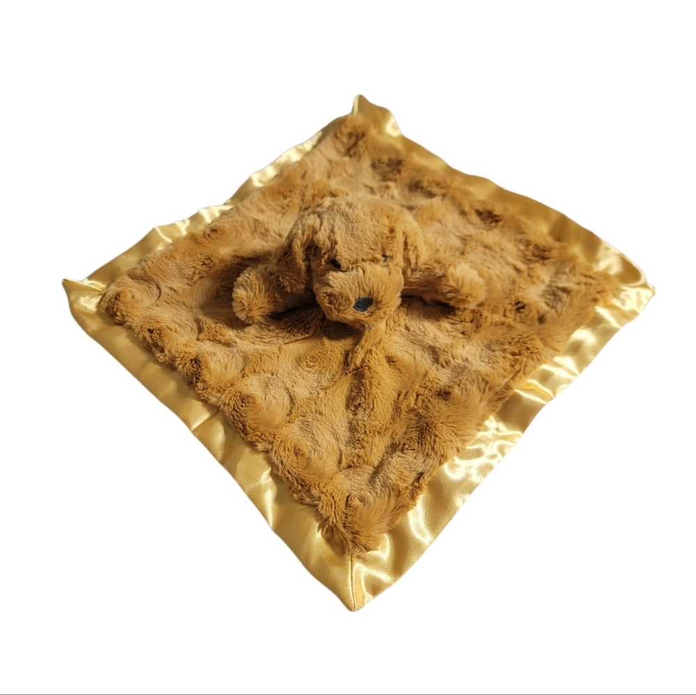 Cloud Island Brown Lovey Puppy Dog Security Blanket Beige Satin Trim